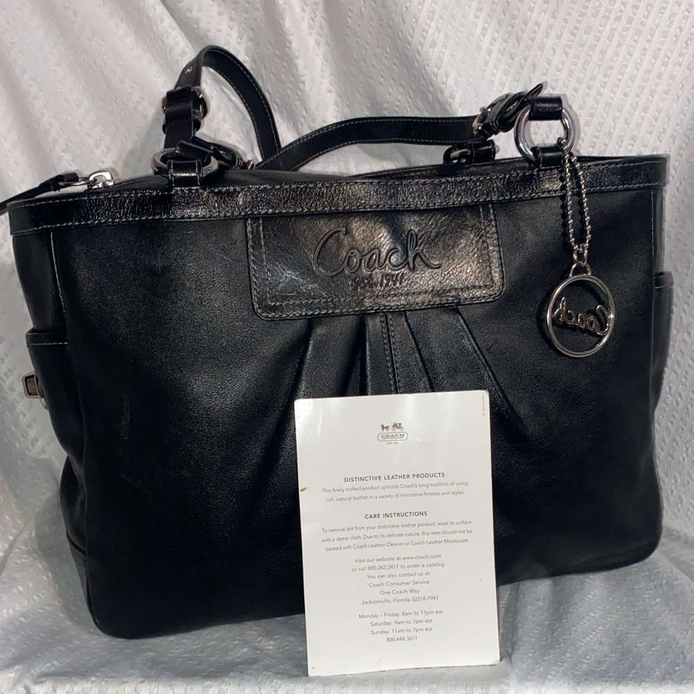 Coach Black Leather East West Shoulder Bag
